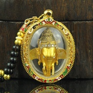 T Thailand Amulet LP Ben Elephant God Amulet Chain Box Multicolor