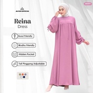 Midi Dress Muslim Crinkle Airflow Baju Gamis Terbaru Lebaran 2024 Midi