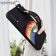 (มีสายรัดข้อมือ) Hontinga Casing สำหรับ Samsung Galaxy A71 A70S A70กรณี Rainbow Smile Square Original ซิลิโคนนุ่มเหลว Edge ยางมีลวดลายกรณีคลุมทั้งหมดกล้องป้องกันกรณีกลับปลอกโทรศัพท์ Softcase สำหรับหญิง