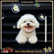 Athena✪Car Outlet Ventilation Perfume Clips 2D Acrylic Auto Air Vent Clip Cute Smiling White Dog Han