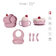 Luluga จานซิลิโคนเด็ก รุ่น Ice Cream จานดูดติดโต๊ะ 3 ช่อง ซิลิโคน Platinum Silicone BPA Free สำหรับเ