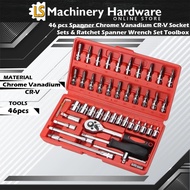 46 pcs Spanner Chrome Vanadium CR-V Socket Sets & Ratchet Spanner Wrench Set Toolbox