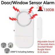130dB Wireless Door/Window Alarm, Built-In Magnetic Sensor, Powered By 3 LR44 Batteries, 6 Function 