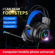 Gaming Headsets Gamer Headphones Surround Sound Stereo Wired Earphones USB Microphone Colourful Light PCLaptop Game Headset