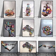 Abstract Street Graffiti Art GAME Handle Canvas Painting Gamepad Posters and Prints Hand Wall Art for Kid's Room Decor Picture