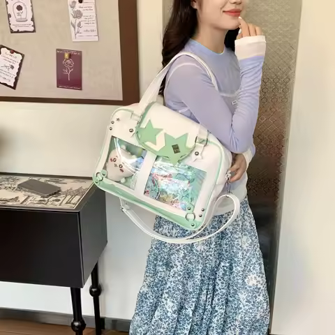 Cute Girl Anime cartoon One Shoulder Messenger Bag Japanese College Diffuse JK Uniform Bag Transpare