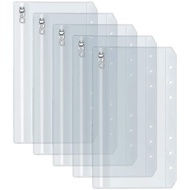 A5 A6 Clear Binder Cash Envelopes with Metal Zipper 6-Hole Punched Binder Pocket for 6-Ring Notebook