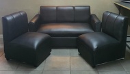 sofa set black leather uratex foam