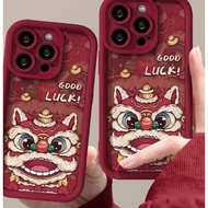 苹果手机壳 Apple mobile phone shell 保护壳 新年醒狮苹果15Promax手机壳iPhone14Plus/13红色12MINI/11春节XR12/23