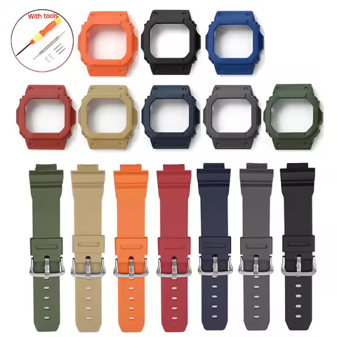 Rubber Strap + Protective Case for Casio G-shock DW-5600 5610 GW-M5610 GW-B5600 Men Replacement Brac
