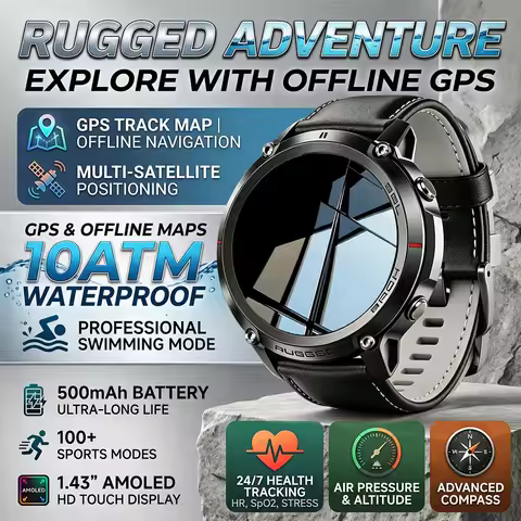 2026New Military GPS SmartWatch Offline Map 10ATM Swim true AMOLED Screen Always display the time Ca