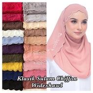 Tudung hawl Chiffon Sulam Klasik  (borong)