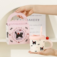 SENSENLIVE Cute Mug coffee cup tumbler cute hadiah untuk perempuan 可爱杯子 cute mug for gift cat mug ch