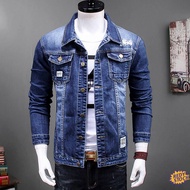 COD Cowboy Coat Men's Denim Jacket Spring New Lelaki Versi Korea dari Pelajar Jaket Slim Stretch Besar Saiz Hong Kong Angin Gown Top JHGDSFDS