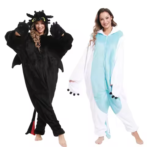 Kigurumi Onesie Cartoon Pajamas For Adult Women Men Animal Pyjamas How to Train your toothless Pajam
