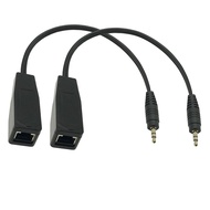 Seadream 2Pack 30cm DC 3.5mm Stereo to RJ45 Female Socket Audio Balun Adapter Extender Over Cat5/6/7