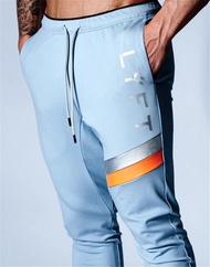 JP UK SKY Blue Men's Fitness Training Running Pants Pocket Cargo Side Zipper Workout Sport Trousers 