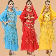 Women Arabic Belly Dance Skirts Long Sleeve Tops Set Indian Belly Dancing Performance Wear