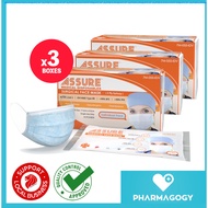 [3 Boxes] ASSURE SURGICAL FACE MASK 3-PLY WITH EAR- LOOP INDIVIDUAL PACKED, 50 PCE/BOX Masks