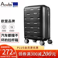 Aowbs欧盟品牌拉杆箱商务男女超轻PP行李箱大容量飞机机箱旅行箱密码锁 20英寸 黑色