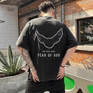 WEN7 FOG Double Line ESSENTIALS HHH Pigeon Short Sleeve Heavy Distressed Retro Half Sleeve T-Shirt M