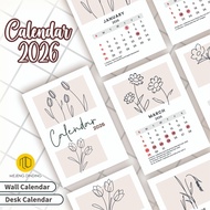 2026 Calendar / 2026 Aesthetic Desk / Aesthetic Dnding Calendar / Spiral Calendar / Minimalist Flora