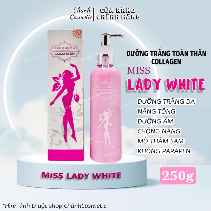 kem dưỡng trắng toàn thân collagen lady miss white