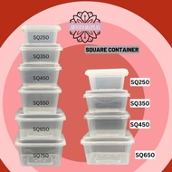 PP Square Container With Lid SQ250 SQ350 SQ450 SQ650 SQ750  / Microwavable Container / Kotak Plastik