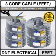 [Sell by Feet] 3 Core Flexible Cable Wire | Wayar Kabel 3 Core | Wayar Lampu | Wayar Tiga Warna |3 C