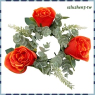 [SzluzhenfbTW] Pillar Candle Rings Wreath Pillar Candle Rings Round Table Centerpieces Artificial Fl