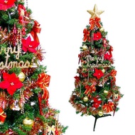 [特價]摩達客 超級幸福15尺一般型綠聖誕樹+紅金色系配件組(不含燈)