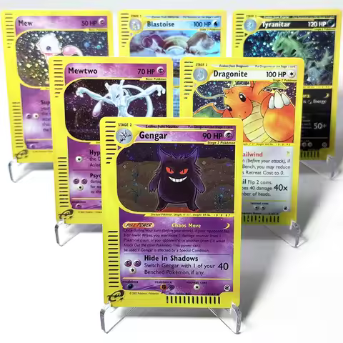 PKM Expedition(E1) Series Foil Proxy Game Cards Gengar Charizard Mewtwo Dragonite Mew Blastoise Tyra
