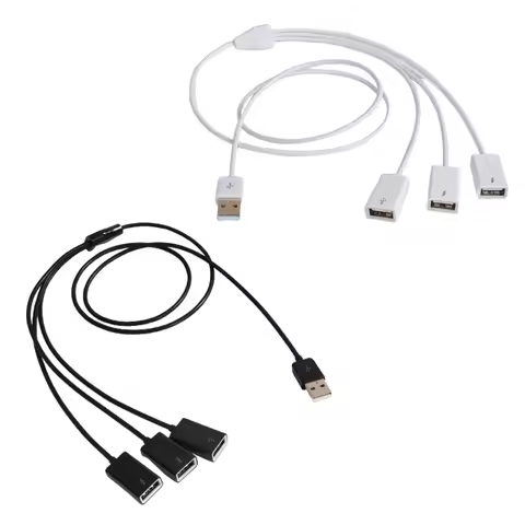 3 in 1 USB Splitter Cable USB Power Splitter 1 Male to 3 Female USB 2.0 Adapter 1 to 3 USB Splitter 