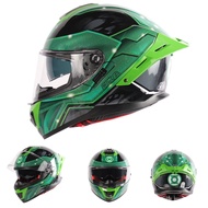 Gille 883 Falcon Green Black With Design Motorcycle Helmet Full Face Dual Visor With Keychain