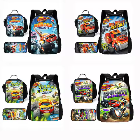Child School Blaze and the Monster Machines Backpack with Lunch Bags ,Pencil Bags ,School Bags for B