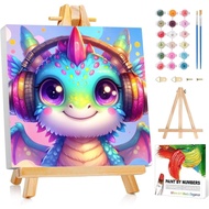 Reivworl Paint by Numbers Kit for Kids with Frame and Easel, Dragon Paint by Number for Kids Age 6-8