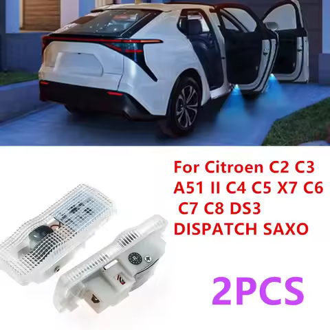 2pcs LED Car Door Welcome Lights Logo Projector Ghost Shadow Lamp For Citroen C2 C3 A51 II C4 C5 X7 