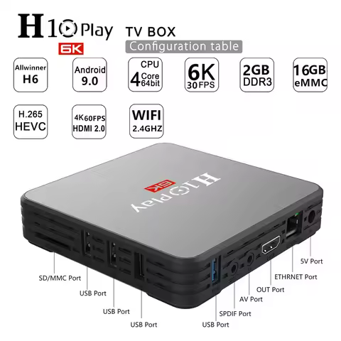 Inventory H10 PLAY Smart Android 9.0 TV box H6 Quad-Core 2GB 16GB 4K TV BOX 2.4G WiFi Set Top Box Me