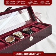Maroon Croco Watch Box 6-Pack Watch Storage Box Watch Organizer