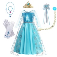 Elsa Princess Dress for Girls Birthday Party Kids Frozen Elsa Costume For Baby Girl 2-10Y