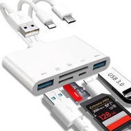 5-In-1อ่านการ์ดความจำอะแดปเตอร์ OTG USB และการ์ดรีดเดอร์ SD สำหรับ Iph/ipadUSB C และ USB อุปกรณ์ที่ม
