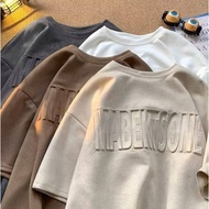 Thick Pound Suede Three-Dimensional Letter Loose Top T-Shirt