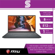 MSI Laptops Modern 14 B10MW-664MY Carbon Gray/Intel Core i5-10210U 1.60~4.20GHz/8GB D4/512GB SSD/14.