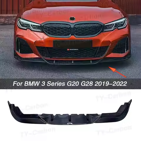 For BMW 3 Series G20 G28 M Sport 2019-2022 320i 330i TK Carbon Fiber Car Front Bumper Lip Body Kit S