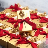❣️READY STOCK❣️ Golden Candy Box Red Ribbon 🎀 Door Gift Goodies, Wedding Gift, Present Box, Event and Party Door Gift
