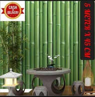 WALLPAPER DINDING BAMBU 3D UKURAN 5 METER X 45 CM