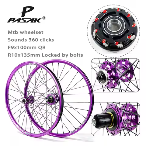 Pasak Dirt Jump Bike Wheelset 32H 6-Bolt Disc Brake Sounds 360 Clicks Lock Nuts Rear Hub 12s HG MS H