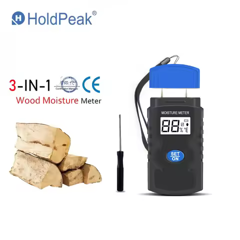 3-in-1 Digital Wood Moisture Meter,Two Pin Wood Humidity Tester Mini Timber Damp Detector with Large