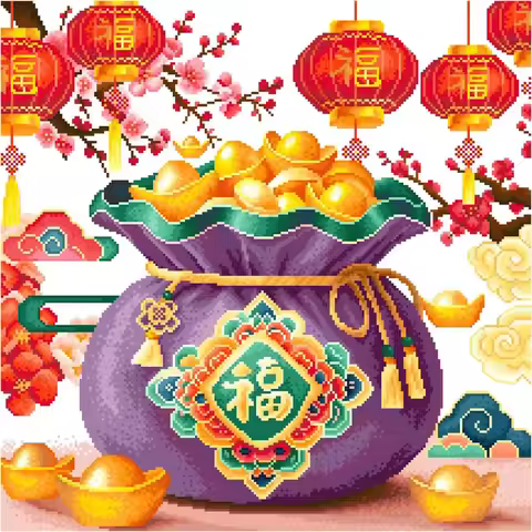 KS ecological threads 14CT 11CT 9CT Purple Blessing bag Printed Kit Cross Stitch Embroidery DIY Need