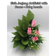 Sirih Junjung Artificial Roses Bush with Baby Breath Gubahan Hantaran Kahwin &amp; Tunang